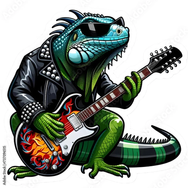 Obraz 3D Cartoon Iguana Rocker