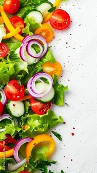 Fototapeta background vegetable salad closeup with space for text.