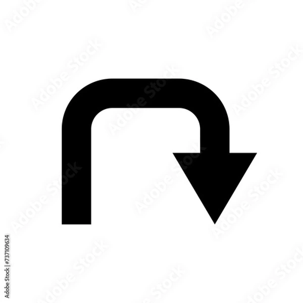 Obraz Go Straight This Way One Way Only U Turn Left and Right Black Arrow Sign Direction Icon. Vector Image.