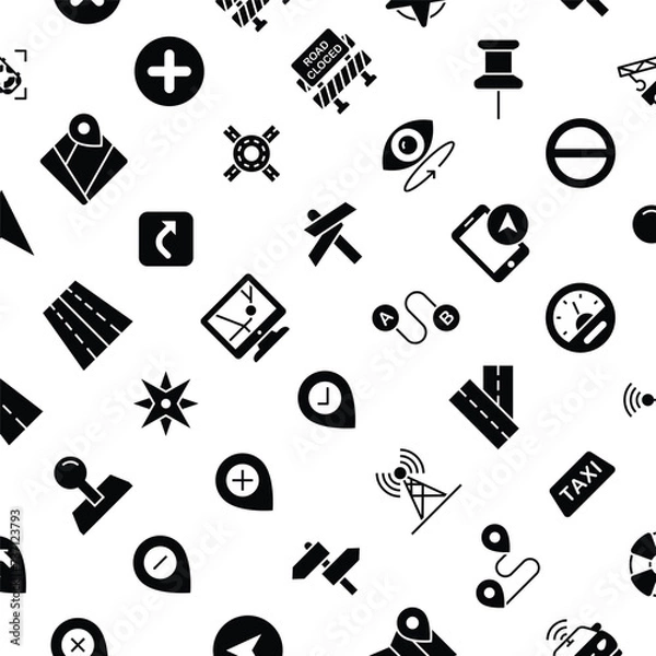 Obraz Vector Pattern with Map and Navigation, Seamless Background.