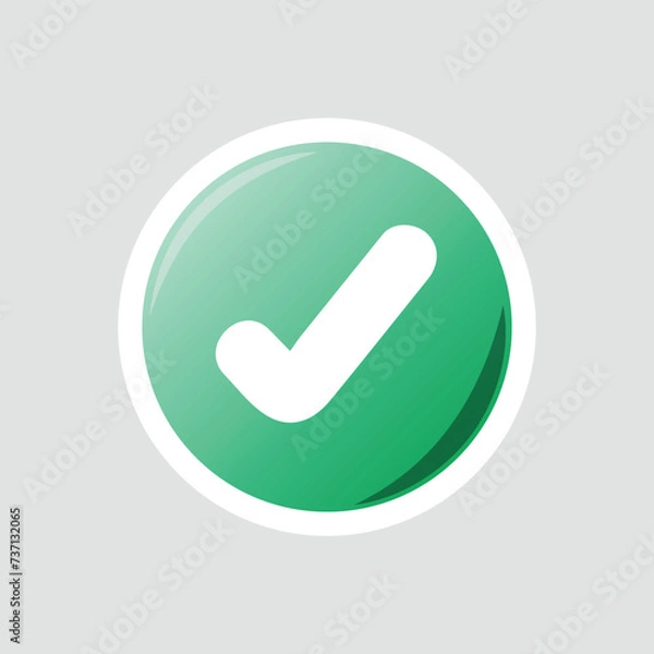 Fototapeta Green Check Mark Icon - Isolated Vector Symbol in Circle, Positive Confirmation Graphic for UI and Web Design Projects