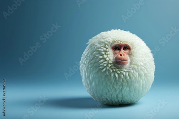 Obraz Round Fluffy Monkey. Generative AI