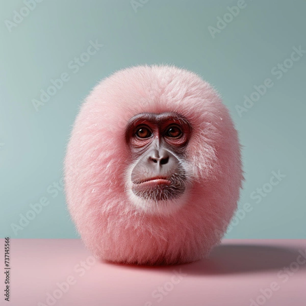 Obraz Pink Fluffy Monkey. Generative AI