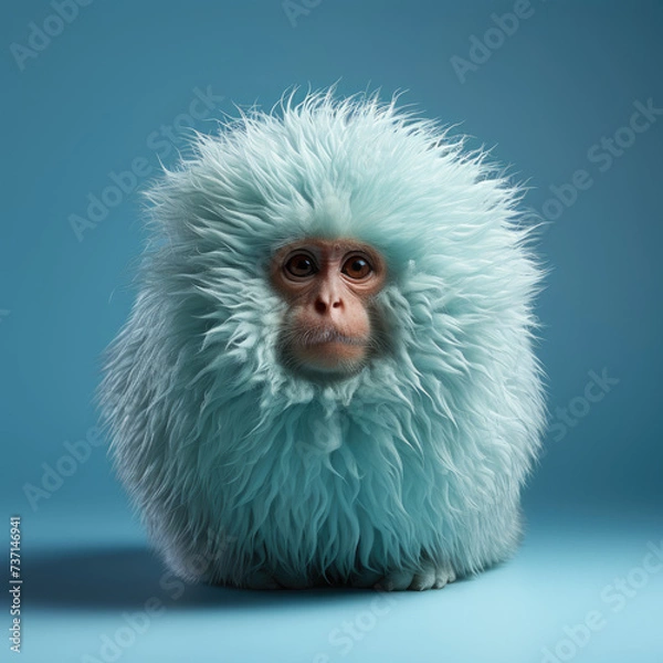 Obraz Blue Fluffy Monkey. Generative AI