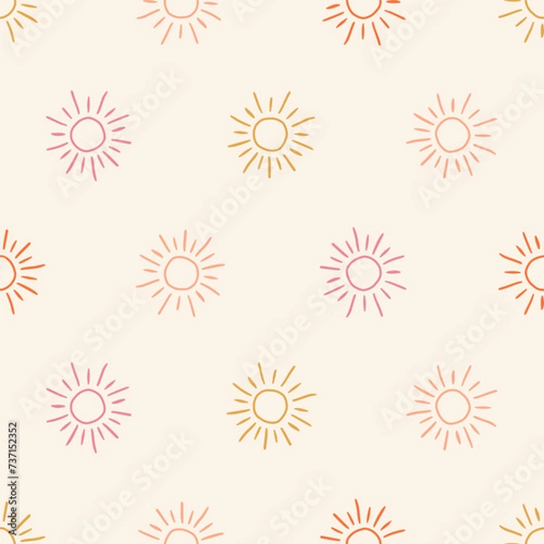 Fototapeta Seamless pattern with colorful suns
