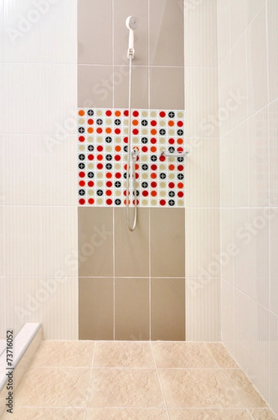 Obraz Bathroom Shower with designed tiles