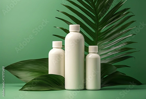 Obraz Three Bottles of Lotion Next to Green Plant