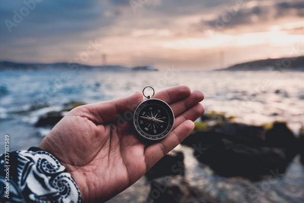 Obraz Compass, navigational compass, travel compass, lost compass,