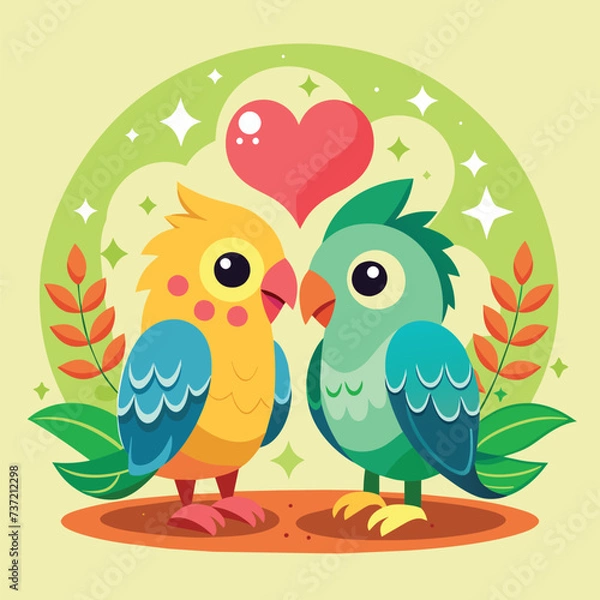Obraz Lovebirds cute pet vector EPS