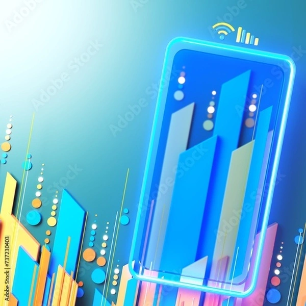 Fototapeta business technology digital 3D concept. coin money design. 3D illustration. finance commerce economy saving. abstract background connection. network trading transaction market futuristic infographic.