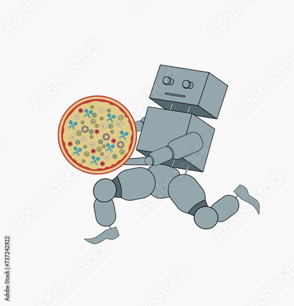 Fototapeta Robot Delivering Pizza