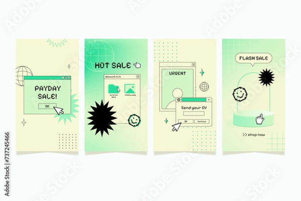 Fototapeta Online shopping social media marketing templates with retro design