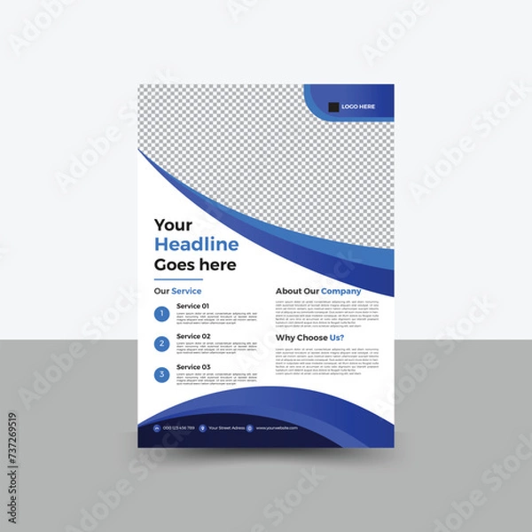 Fototapeta Corporate modern business flyer template design. Abstract organic shapes flyer and creative design, vector illustration template in A4 size.