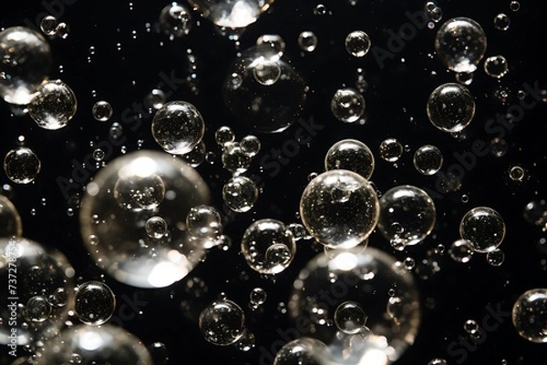 Fototapeta Macro de bolhas efervescentes com reflexos de luz