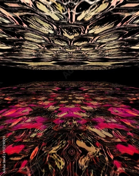 Fototapeta 3d exploding multi-layered magenta and beige design on a black background