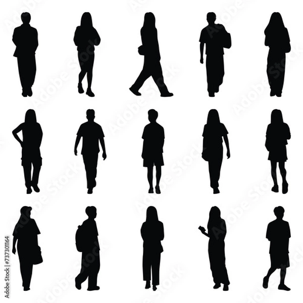 Obraz Vector collection set of individual people silhouettes.