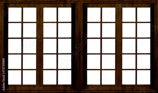 Fototapeta Frames of a window, template mockup, white door