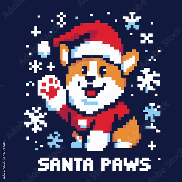 Obraz Pixel Art Christmas Corgi