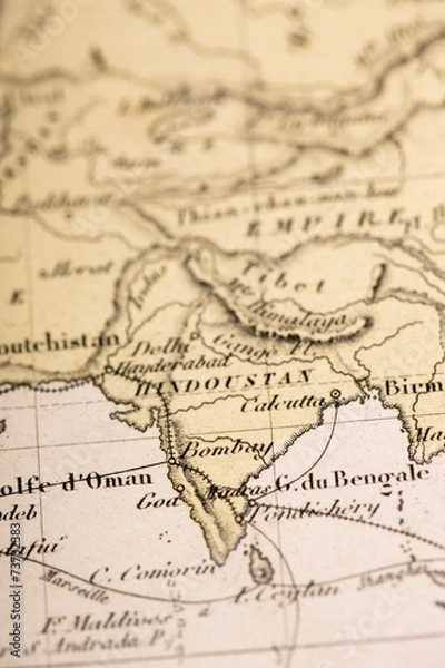 Fototapeta 古い世界地図　アジア