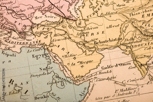 Fototapeta 古い世界地図　アジア