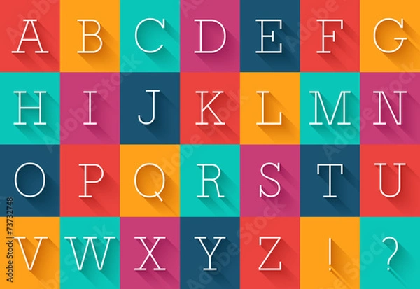 Fototapeta Flat font with shadow effect.