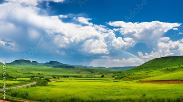Obraz A verdant valley with a rainbow