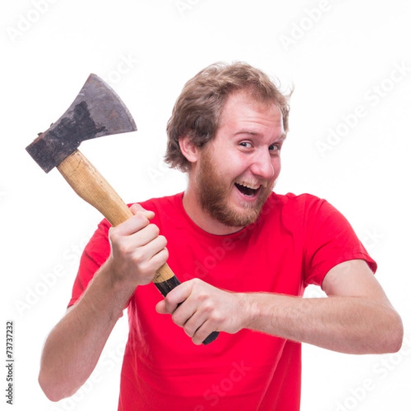 Fototapeta Mad man with an ax