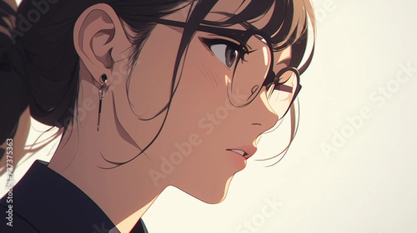 Fototapeta メガネ女性　OL　新生活　大学生　ビジネス