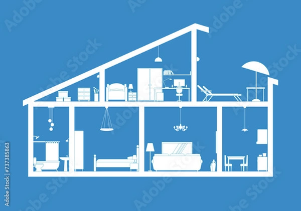 Fototapeta House blueprint section view