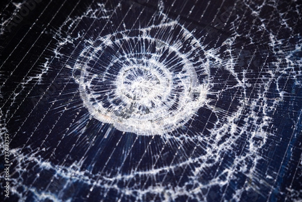 Obraz Damaged solar panel from hail