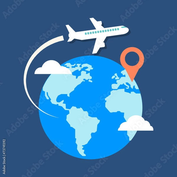 Fototapeta Travel, destination concept. Flat design stylish.