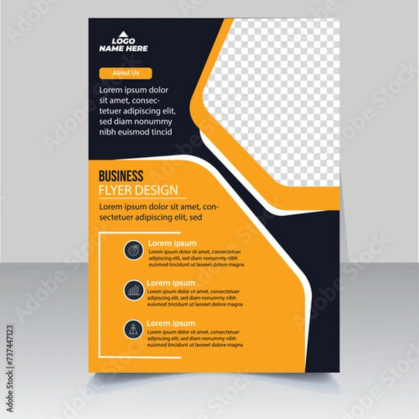 Obraz A4 flyer design template. Flyer Corporate Template Design, graphic elements, Template Design, abstract business flyer, layout.