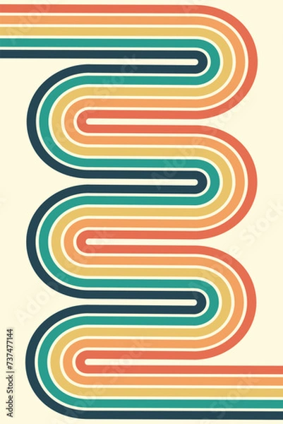 Fototapeta Abstract Vintage 70s Style Background. Retro Design With Stripes Vector Illustration