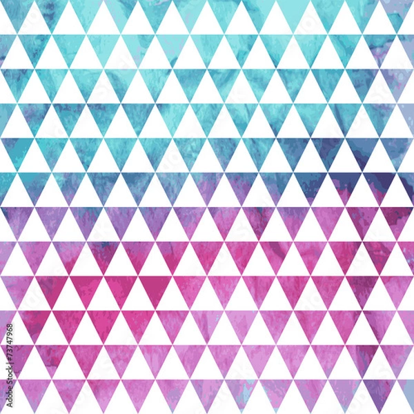 Fototapeta Vector Seamless Geometric Pattern on watercolor winter backgroun