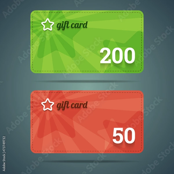 Fototapeta Gift card template with star and number. Vector illustration in