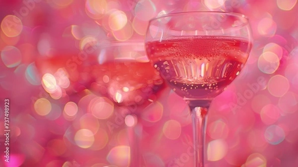 Fototapeta champagne glasses in the shape of bells with bokeh background