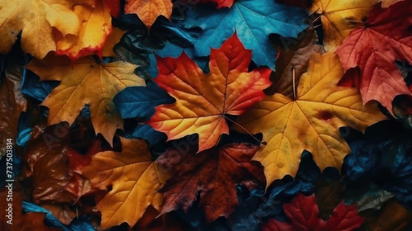 Fototapeta Background of autumn leaves in different colors