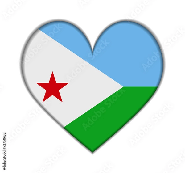 Fototapeta Djibouti heart flag vector