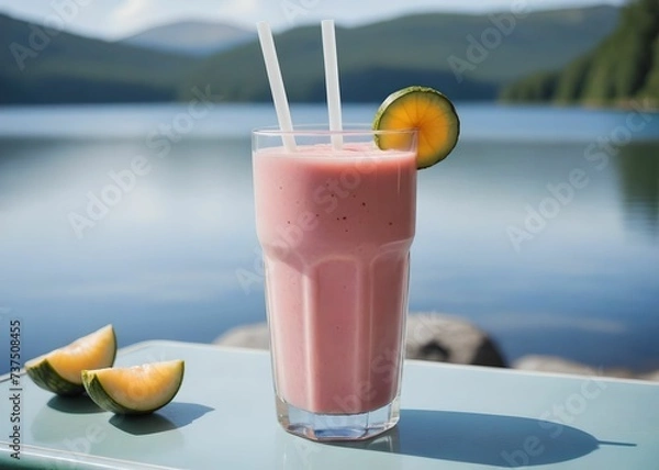 Obraz summer smoothie cocktail menu advertisement banner, created using AI generative technology
