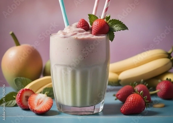 Obraz summer smoothie cocktail menu advertisement banner, created using AI generative technology