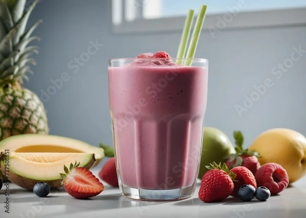 Obraz summer smoothie cocktail menu advertisement banner, created using AI generative technology