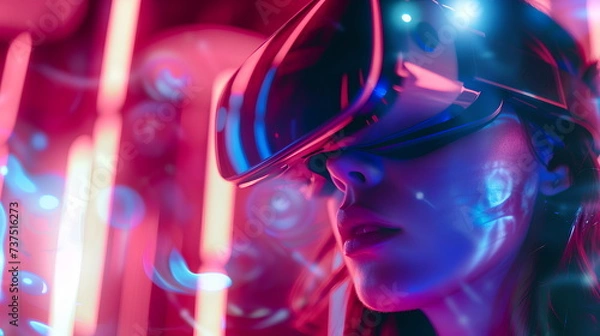 Fototapeta Woman using VR googles