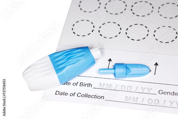 Obraz New Dried Blood Spot test card with lancet for hormone testing