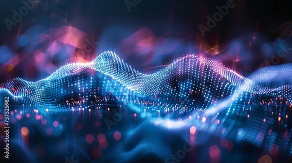Fototapeta Abstract digital wave tech