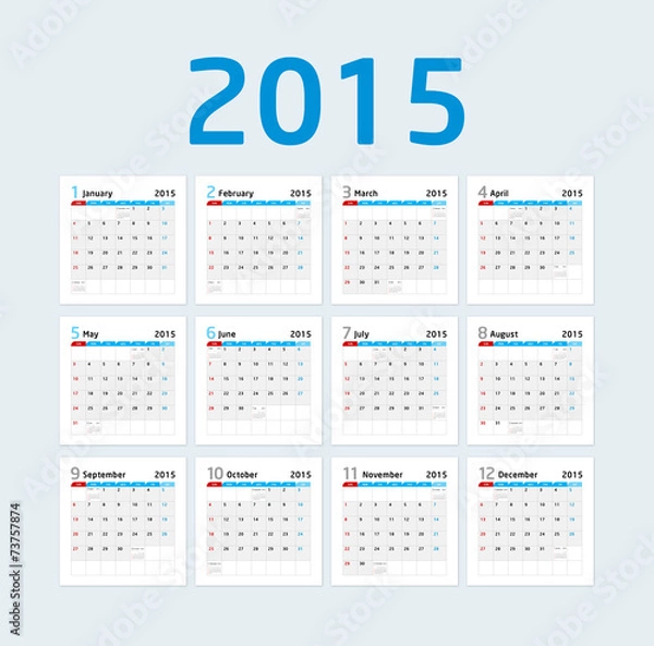 Obraz Calendar 2015 - Blue