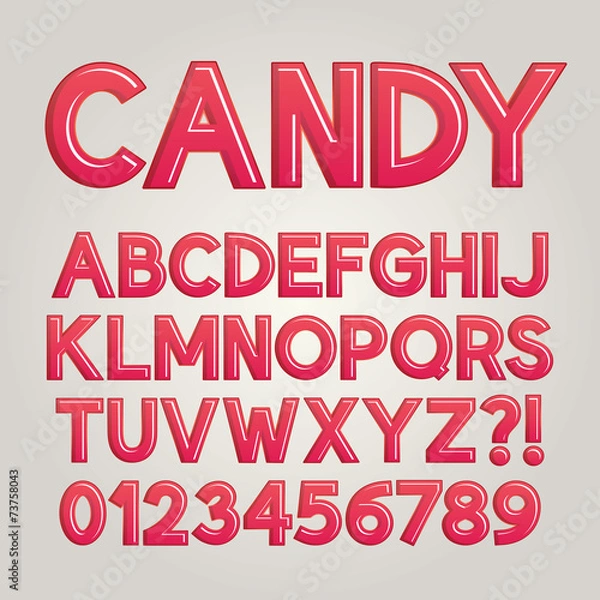 Fototapeta Abstract Pink Shade Alphabet and Numbers, Editable eps10 Vector