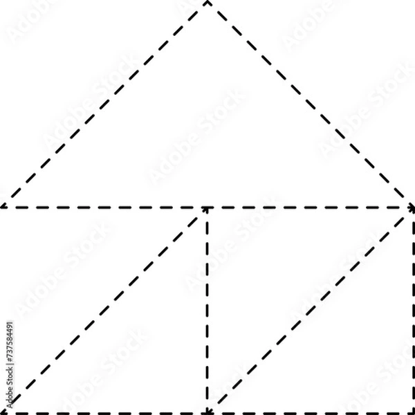 Fototapeta Set of triangle dashed line. Graphic elements