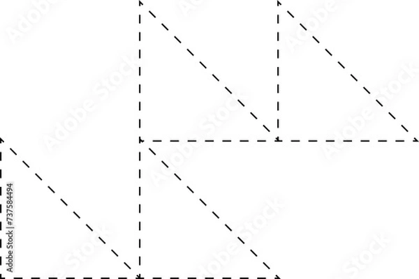 Fototapeta Set of triangle dashed line. Graphic elements