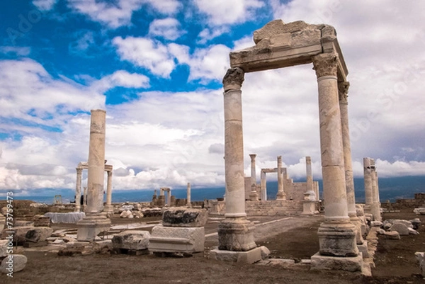 Fototapeta Ruins of Laodicea. Historical Background with Engaging Copy Space.