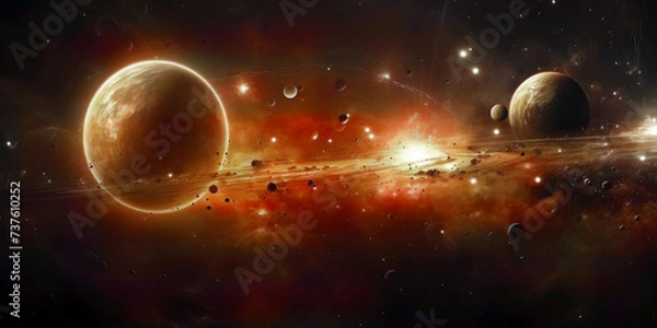 Fototapeta Panorama ,stars, space, suns , astronomy, universe, and planets background, wallpapers. AI generated.